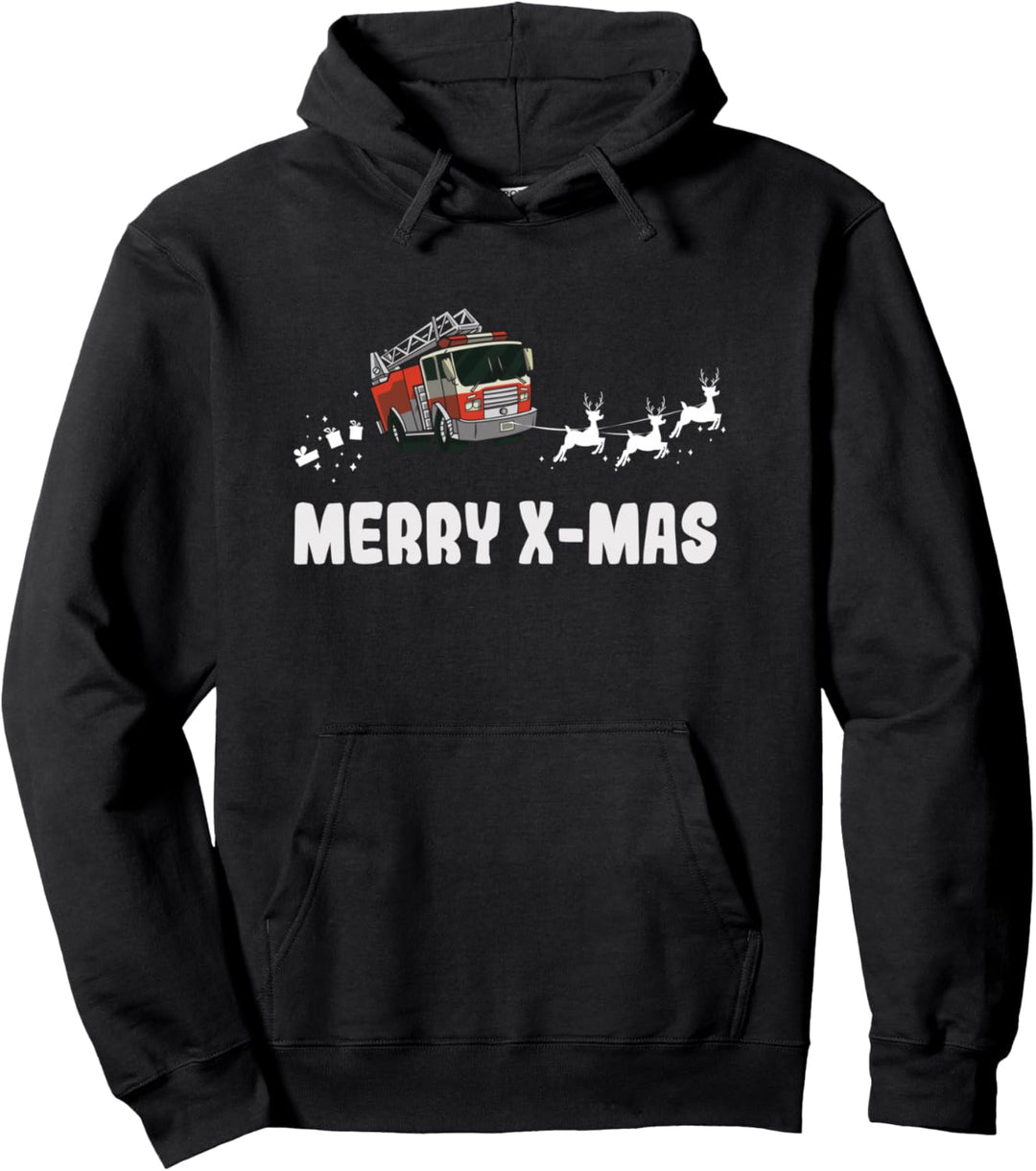 Feuerwehr Rentiere Schlitten Feuerwehrmann Pullover Hoodie