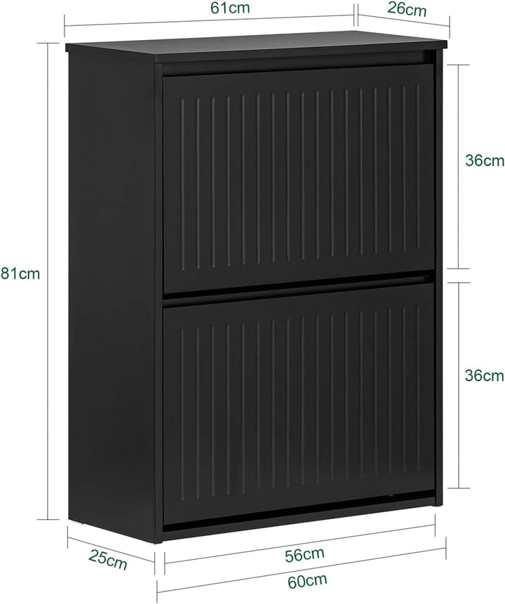 SoBuy Schuhkipper mit 2 Klappen Schuhablage Schuhschrank schmal Schuhregal mit 4 Ablageflächen Schuh