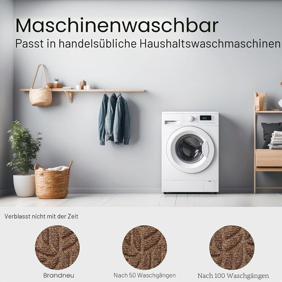 DUNE Leaves Taupe 60x90cm, innen und aussen, waschbar 60x90cm Leaves Taupe Beige, 60x90cm Leaves Tau