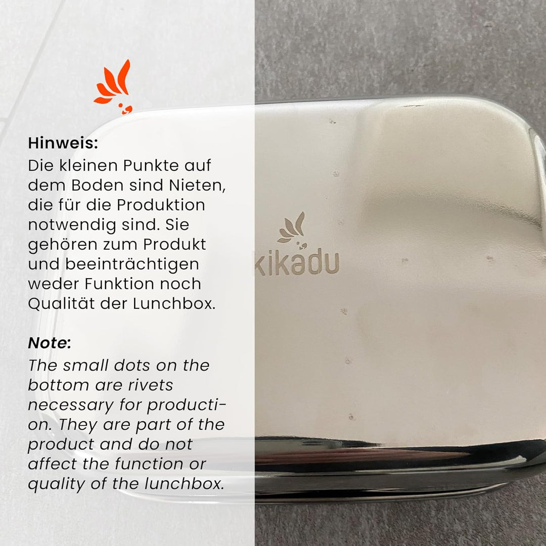 kikadu Brotdose Kinder aus Edelstahl mit Silikondeckel, 3 Fächer, BPA-frei, luftdicht, spülmaschinen