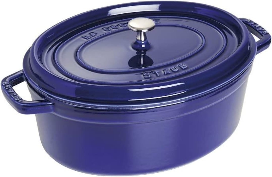 STAUB Gusseisen Bräter/Cocotte, Oval 33 cm, 6,7 L, Aromaregen Funktion, Für alle Herdarten geeignet,