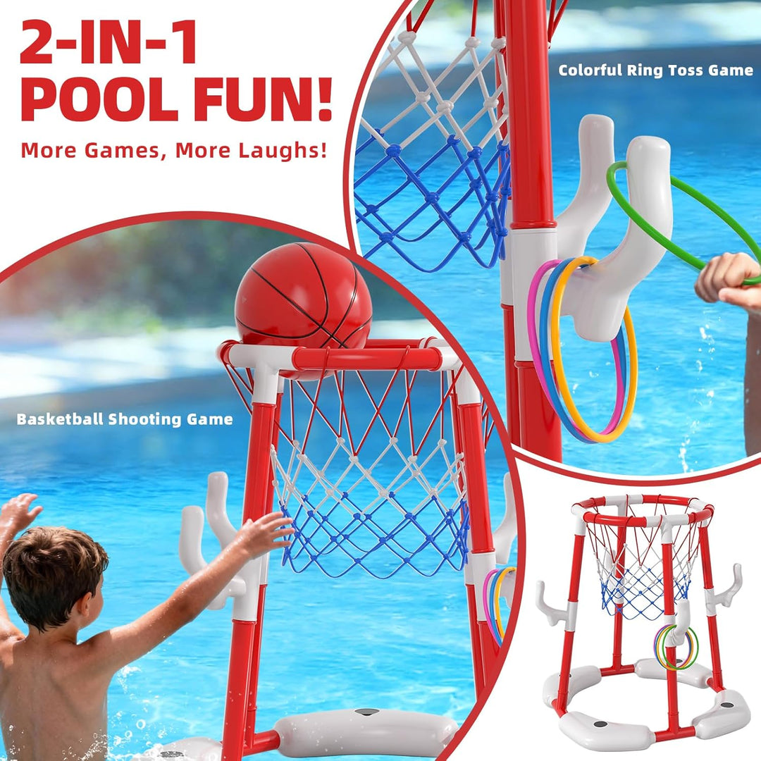 Pool Basketballkorb für Kinder 4-8 & 8-12 Jahre – 2-in-1 Schwimmendes & Oberirdisches Wasserspiel mi