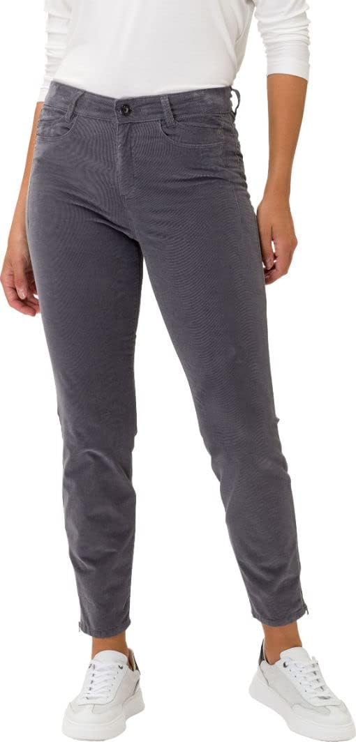 BRAX Damen Style Shakira S Structure Velvet Hose 26W / 34L Dark Grey, 26W / 34L Dark Grey
