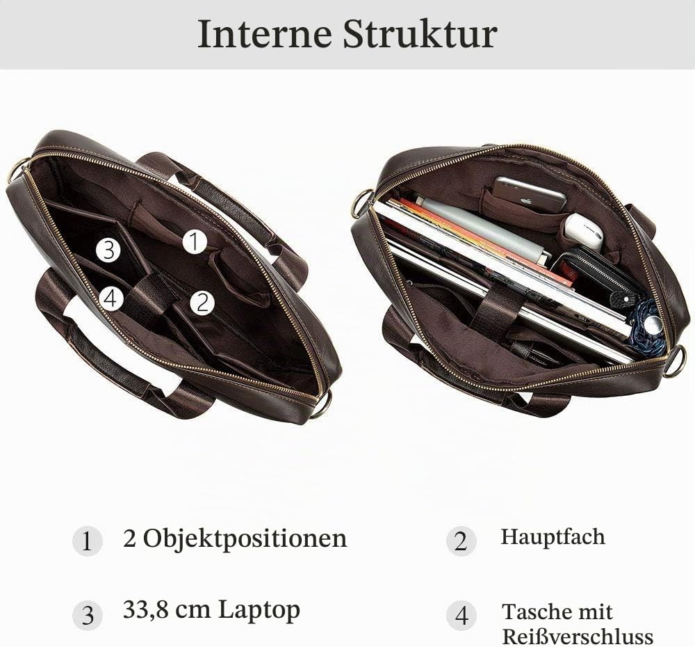 BAIGIO Herren Vintage Messenger Bags Freizeit Tasche Ledertasche Echt Leder Beruf Schultertasche Akt