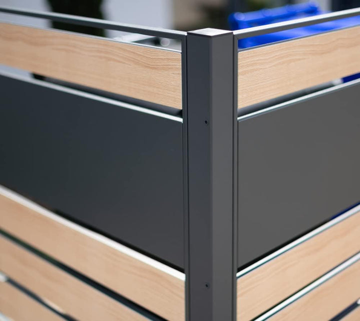 WESTMANN 2er Mülltonnenverkleidung Planum | Metall 160x80x120 cm Grau/Braun | Mülltonnen Sichtschutz