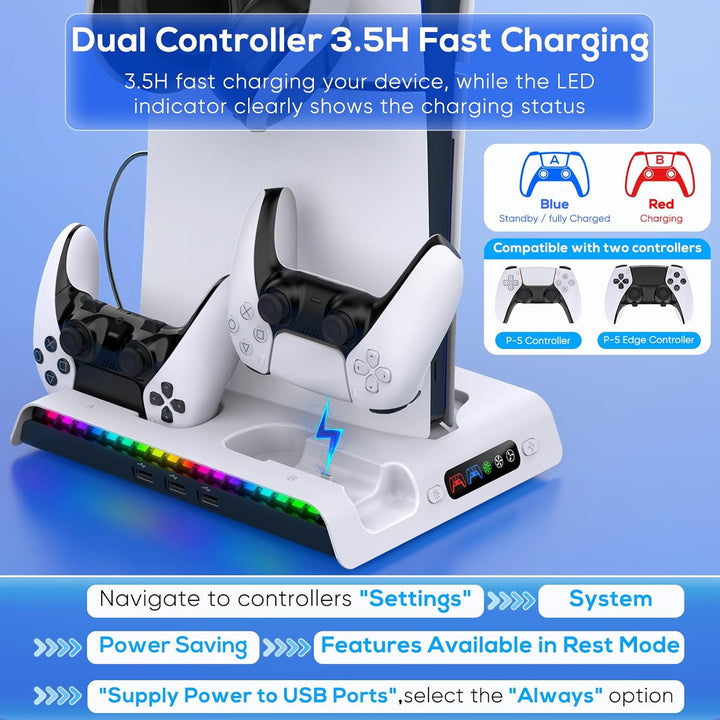 FASTSNAIL ASTSNAIL Standfuss für PS5/PS5 Pro/PS5 Slim, Lüfter Ständer für Playstation5 Digital/Disc