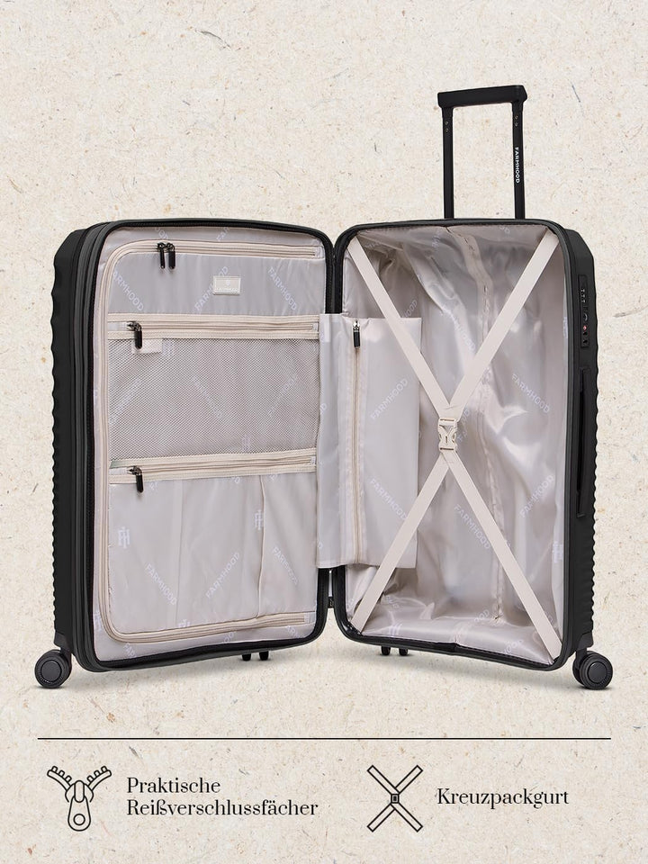 Eco Edition Mittelgrosser Hartschalen Koffer nachhaltig | Trolley 44 x 26 x 67 cm mit Dehnfalte von