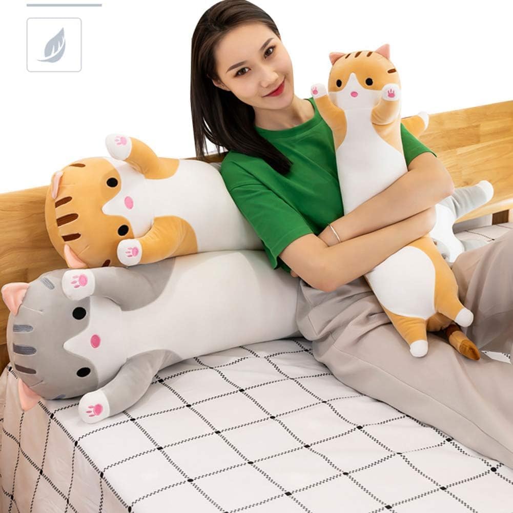 AMOZO Katze Kuscheltier Stofftier Lange Katzen Kissen Plüschtiere Kawaii grosse süsse Cat Plüsch Sof