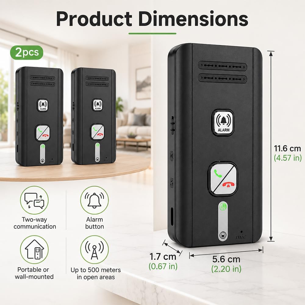 Gegensprechanlage, HOVCEH 2 Pack 500m Sprechanlage, 2 Wege Kabelloses Gegensprechanlagen, Intercom S