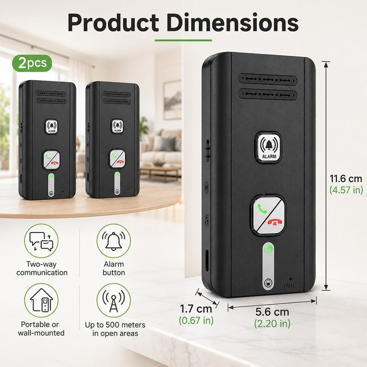 Gegensprechanlage, HOVCEH 2 Pack 500m Sprechanlage, 2 Wege Kabelloses Gegensprechanlagen, Intercom S