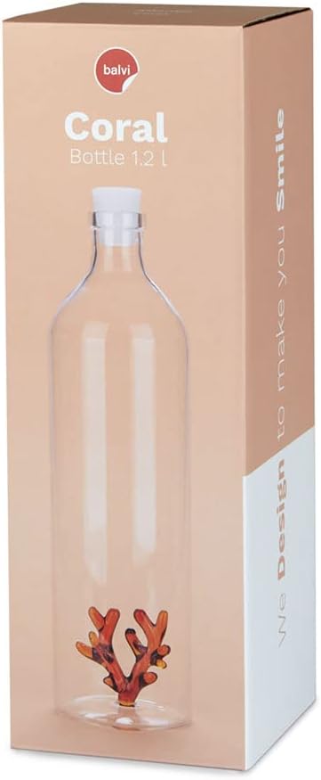 balvi Flasche Coral Bernsteinfarben Mit Figur in Form Einer Koralle Borosilikatglas