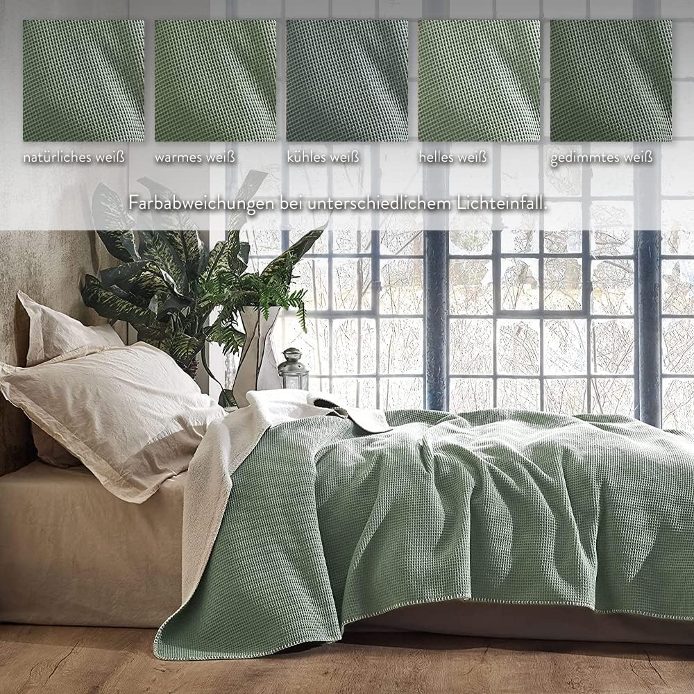 BOHORIA® Kuscheldecke Soft Waffle 130x170cm | Winterdecke flauschig für Sofa, Sessel & Bett | Baum-W