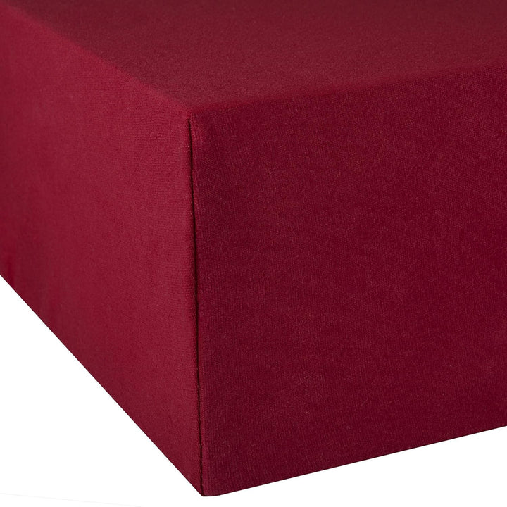 aqua-textil Exclusiv Spannbettlaken 180x200-200x220 cm Bordeaux rot Jersey Baumwolle 230g/qm Spannbe