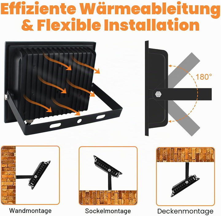 Indmird LED Strahler Aussen 100W, 2 Stücke Superhell 10000LM LED Fluter 6500K Kaltweiss LED Scheinwe
