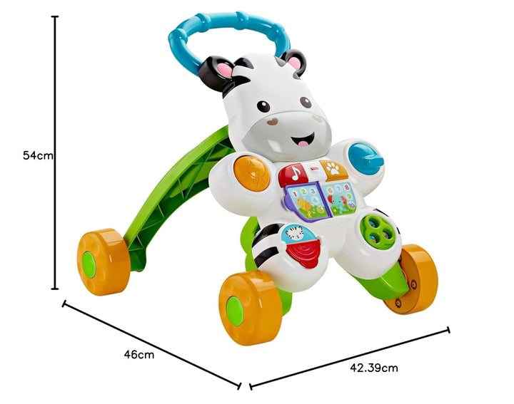 Fisher-Price Lern mit mir - Zebra Lauflernwagen, musikalisches Aktivitäts- und Gehspielzeug mit Lern