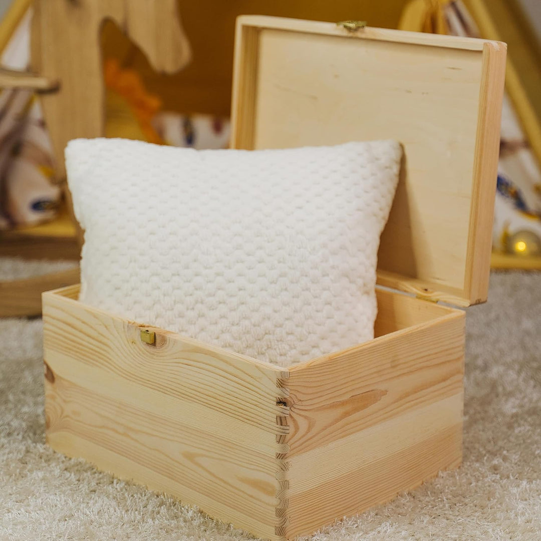 LAUBLUST Holzkiste mit Deckel &amp; Schloss - 40x30x24cm, Natur - Aufbewahrungskiste | Erinnerungsbox, F