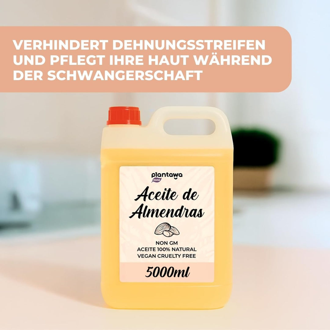 PLANTAWA Süsses Mandelöl 5L | Mandel-Körperöl | Feuchtigkeitsspendend für Haut und Haar | 100% Natür