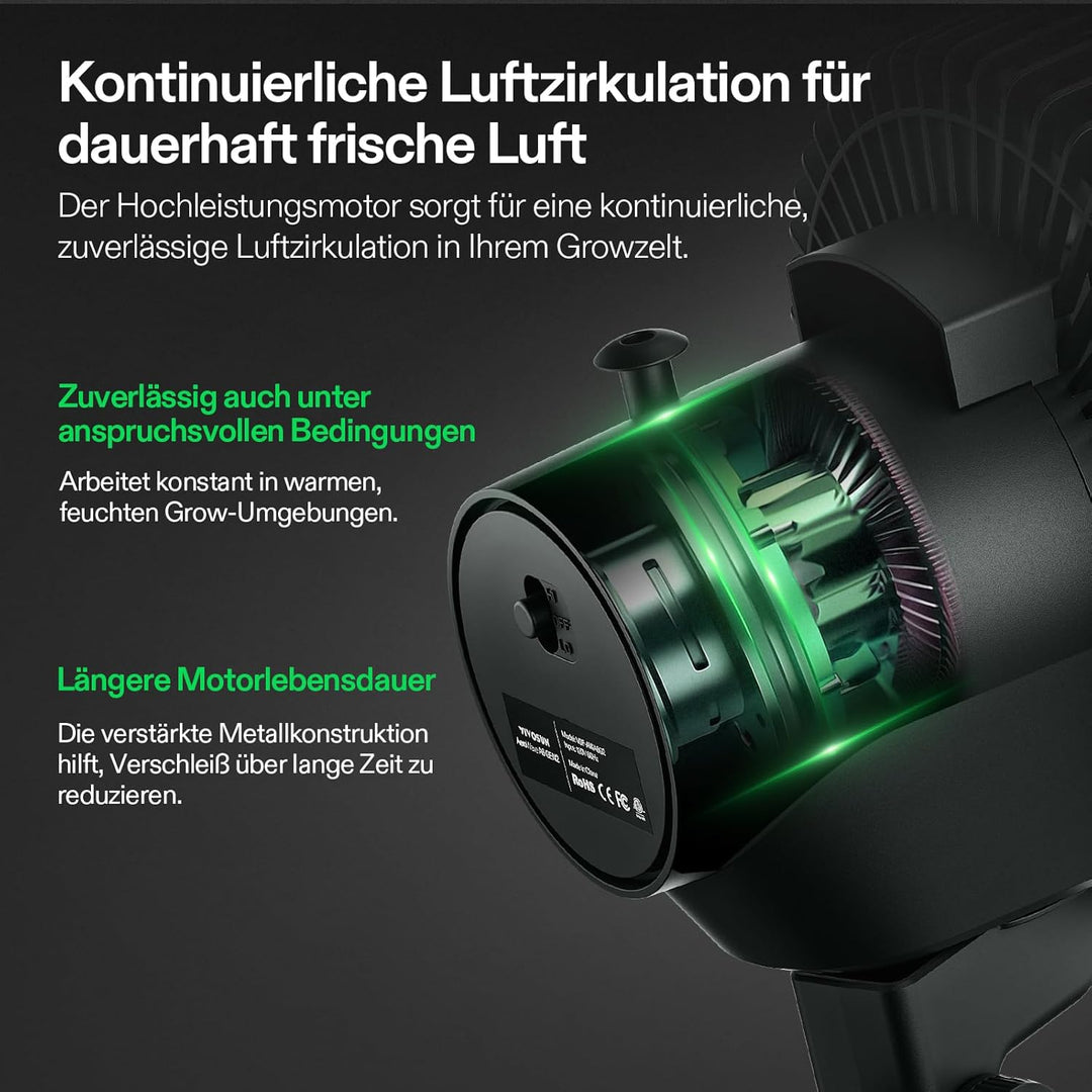 VIVOSUN AeroWave A6 Ventilator mit Clip 150 mm, Automatisch Oszillierend, Leise &amp; Leistungsstark, St