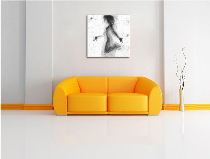 Pixxprint Schatten Einer Frau als Leinwandbild/Grösse: 70x70 cm/Wandbild/Kunstdruck/fertig bespannt,