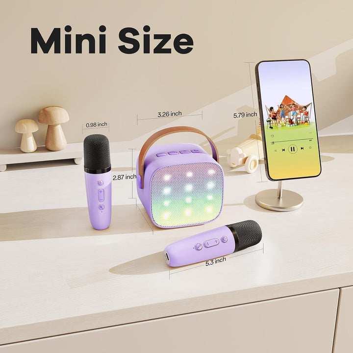 YLL Mini Kinder Karaoke Maschine mit 2 Mikrofon, Karaoke Geschenke für Mädchen Alter 3 4 5 6 7 8 9 1