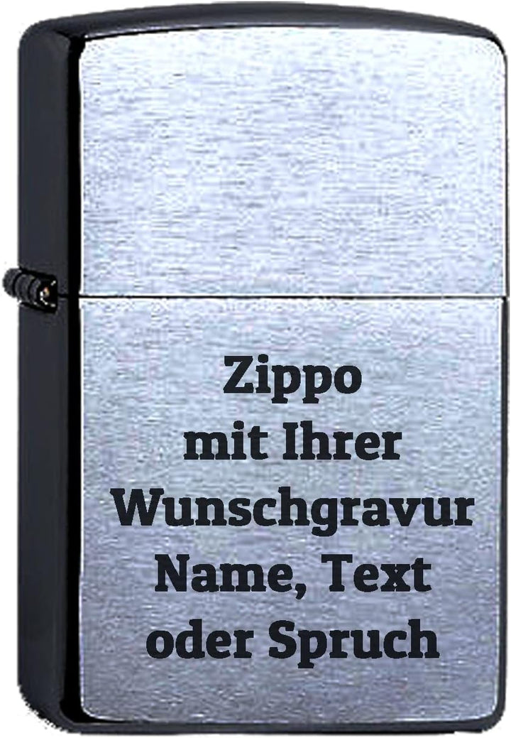 Zippo Benzinfeuerzeug mit Gravur Wunschtext Chrome Brushed Wunschgravur personalisiert Name Personal