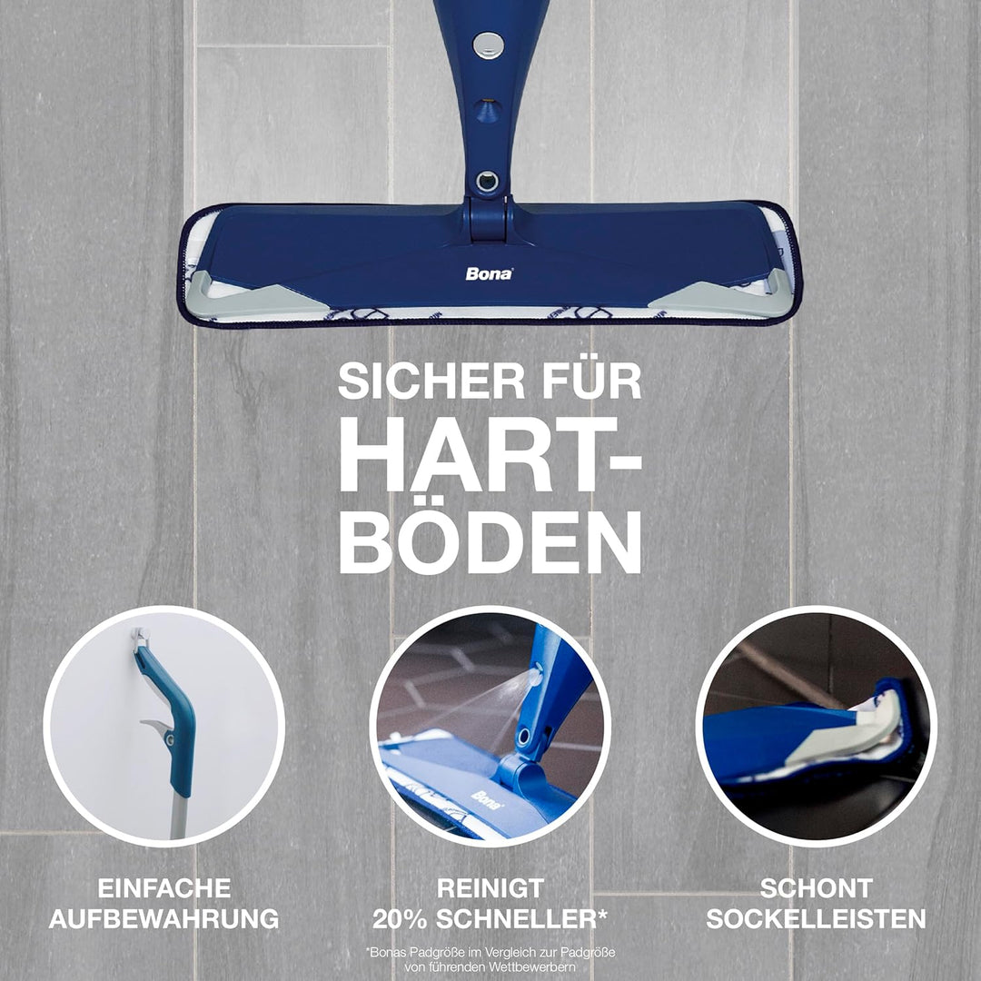 Bona Bodenwischer mit Sprühfunktion für Fliesen Laminat Stein, Fliesenreiniger Laminatreiniger Spray