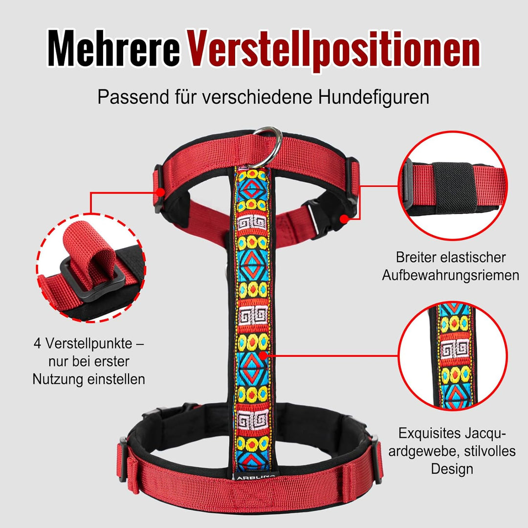 Arblina Hundegeschirr, Ausbruchsicheres Antizuggeschirr für Kleine, Mittlere und Grosse Hunde, Hunde