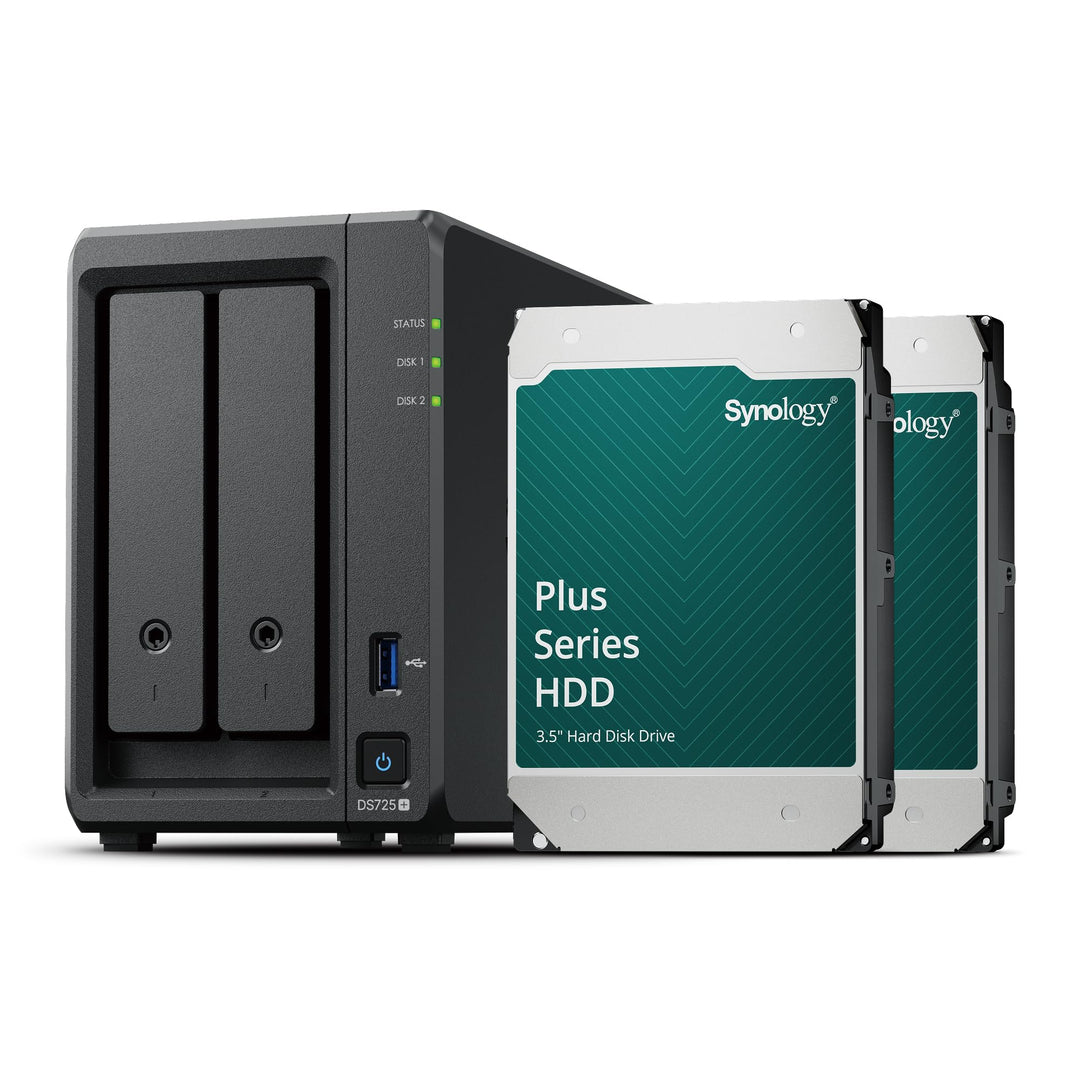 Synology DS725+ 2-Bay Diskstation NAS (AMD Ryzen™ 4 Threads R1600 Dual-Core 4GB Ram 2xRJ-45 1GbE LAN