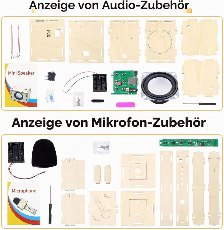 Karaoke Maschine, DIY Kits Holz Karaokemaschine, Microphone Kinder, Lautsprecher Bausatz, Lackierbar