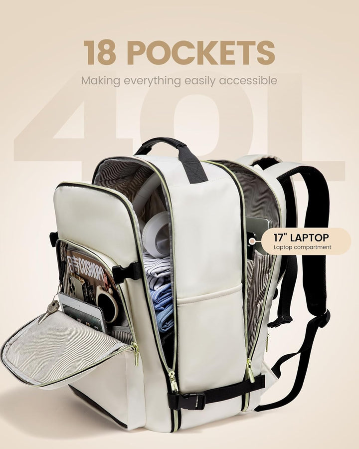 LOVEVOOK Handgepäck Rucksack Flugzeug, 40L Gross Reiserucksack Damen Kofferrucksack, Wasserdicht Rei