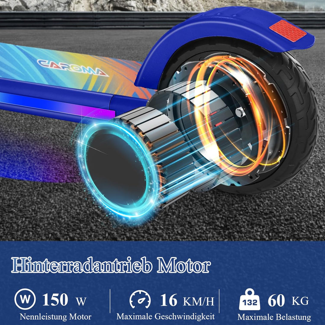 Caroma E Scooter Kinder von 6-14 Jahren, 180W Motor, 16 km/h, E Roller Kinder, Einstellbare Geschwin