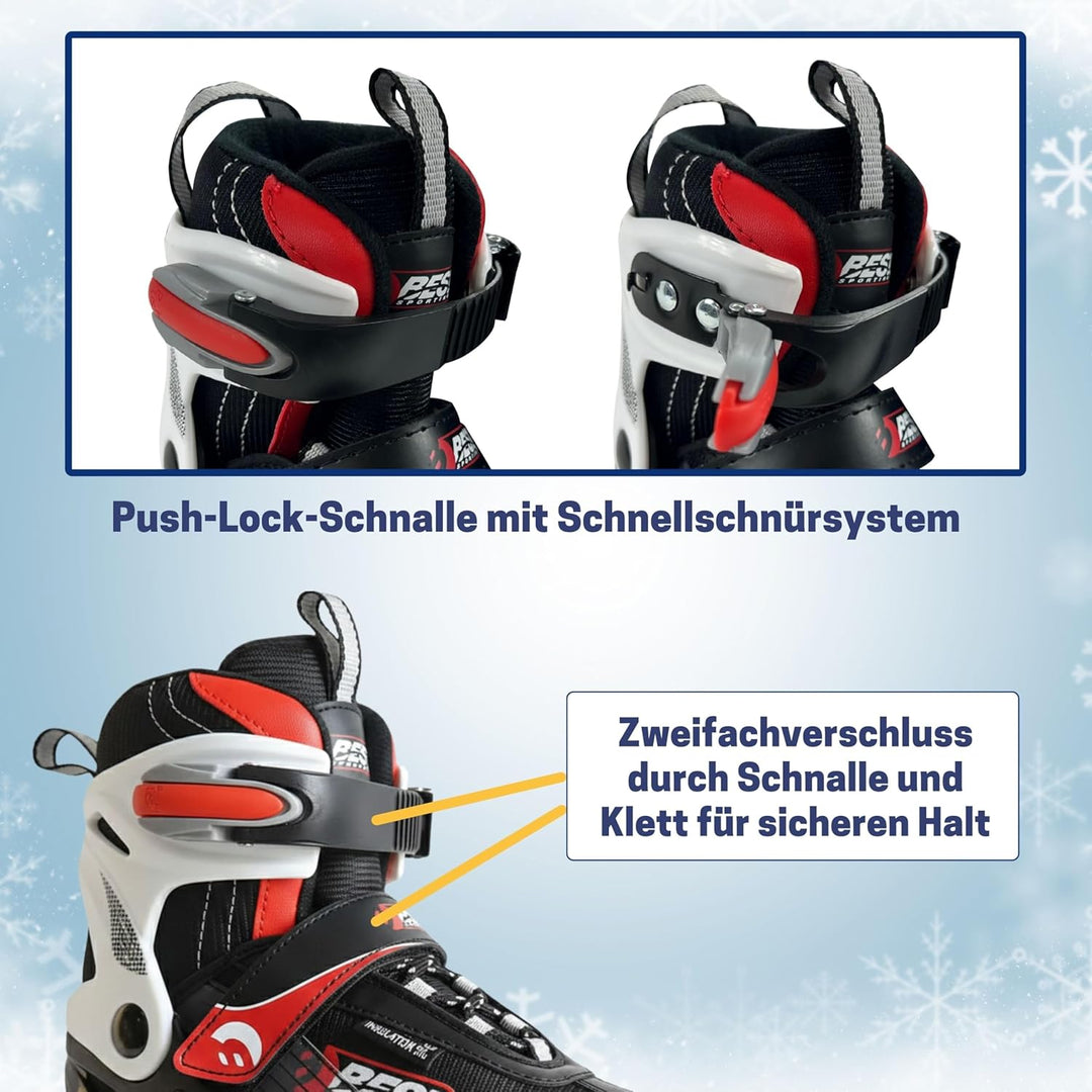 Best Sporting Schlittschuhe Kinder, Damen & Herren I 4-Fach verstellbare Eislaufschuhe Kinder I Soft