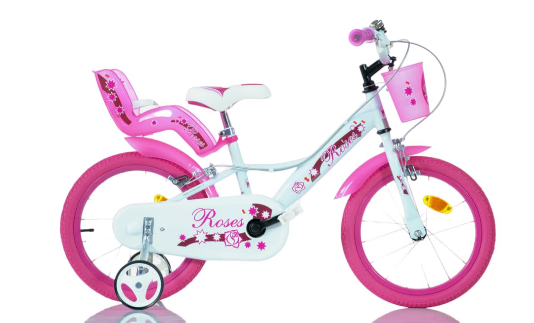 SCH Girls Bicycle Roses Children's Bicycle 16" (5-7 years) Weiss, 16" (5-7 years) Weiß