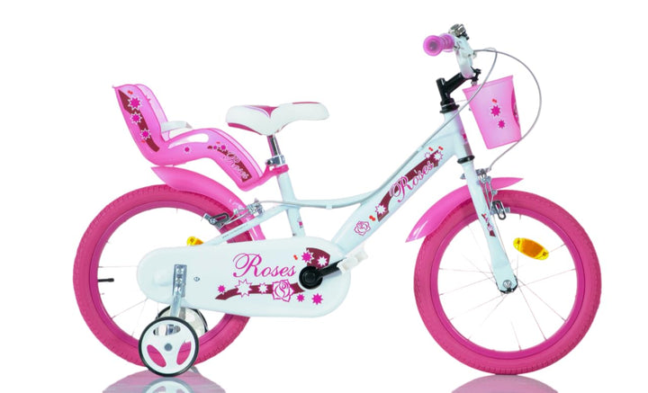 SCH Girls Bicycle Roses Children's Bicycle 16" (5-7 years) Weiss, 16" (5-7 years) Weiß
