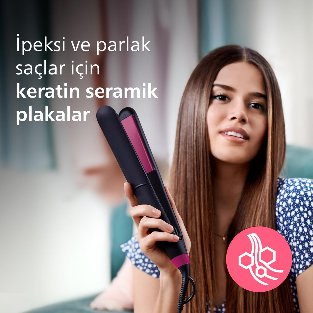 PHILIPS BHS375 / 00 Essential Straightener, ThermoProtect-Technologie, Keratin- und Keramikplatten,