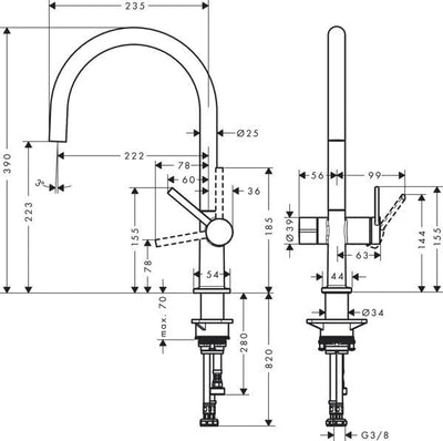 hansgrohe Küchenarmatur mit Geräteabsperrventil Talis M54, Wasserhahn Küche mit Auslauf Höhe 220 mm,