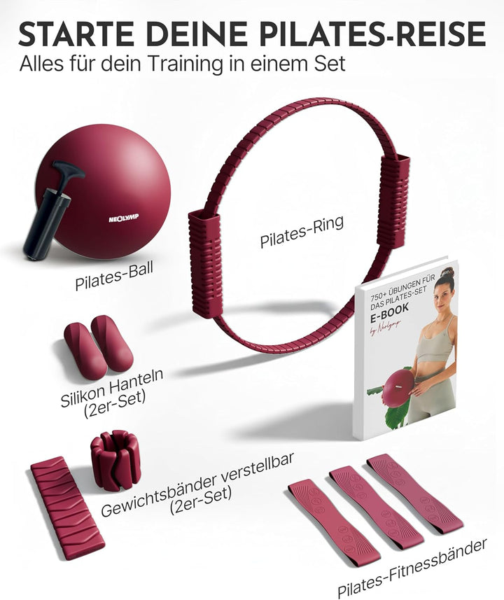 NEOLYMP Pilates Set für Zuhause – Pilates Ball, Pilates Ring & Gewichte – Komplettes Pilates Zubehör