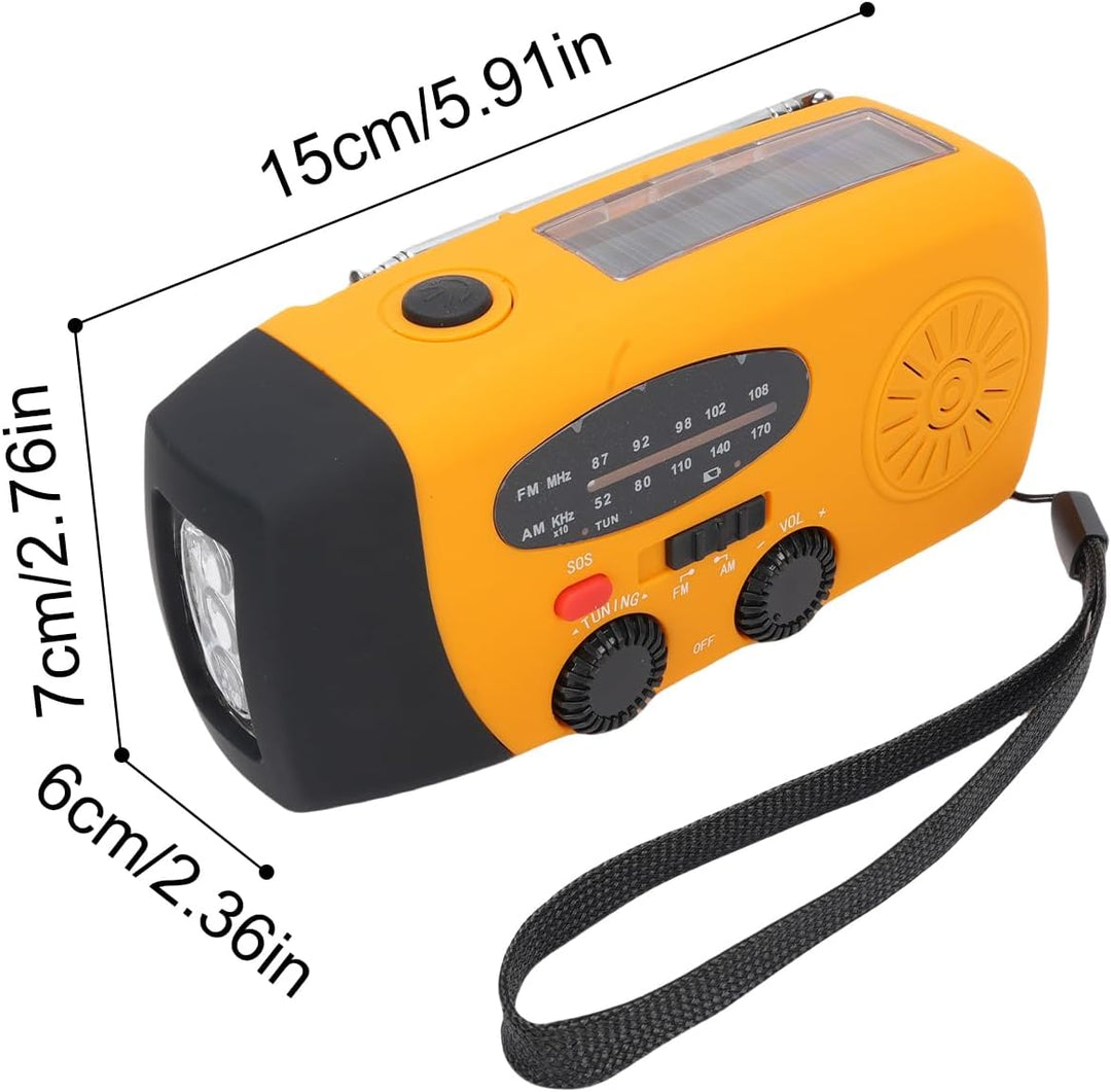 Bewinner Solar-Notfall-Kurbelradio mit Taschenlampe, 2000-mAh-Powerbank, Tragbares AM-FM-Wetterradio