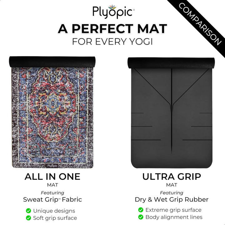 Plyopic All-In-One Yoga-Matte – Rutschfest auch bei Schweiss | Premium Matte mit Sweat-Grip Oberfläc