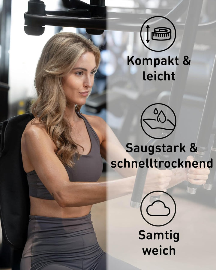 Fit-Flip Fitness Handtuch aus Mikrofaser kompakt und schnelltrocknend | mit Magnet und Reissverschlu