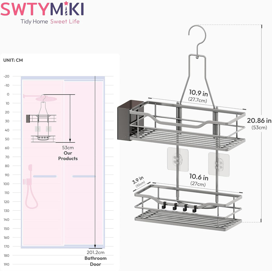 SWTYMIKI Duschablage zum Hängen - Duschregal zum Hängen 360° Verstellbarer Haken für das Badezimmer