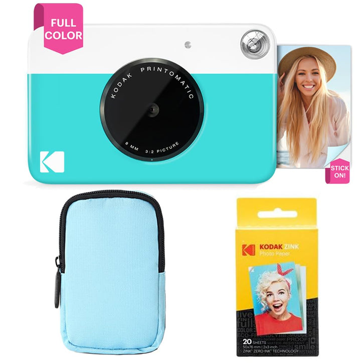 KODAK Printomatic Vollfarb-Sofortdruckkamera-Starterpaket + Softcase + Zink-Fotopapier (20er-Pack) –