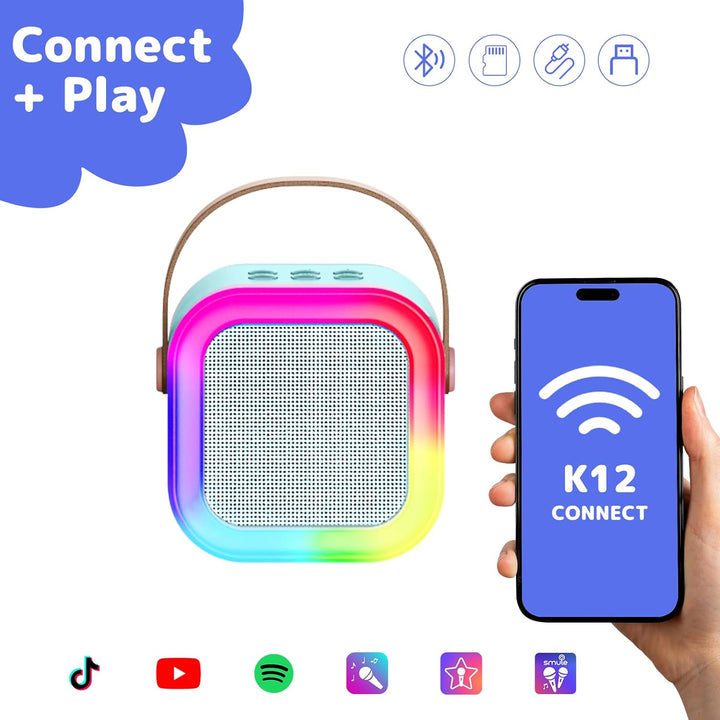 Fede Karaoke Maschine für Kinder Erwachsene, Mini Karaoke Maschine mit 2 Mikrofonen, Tragbarer Bluet