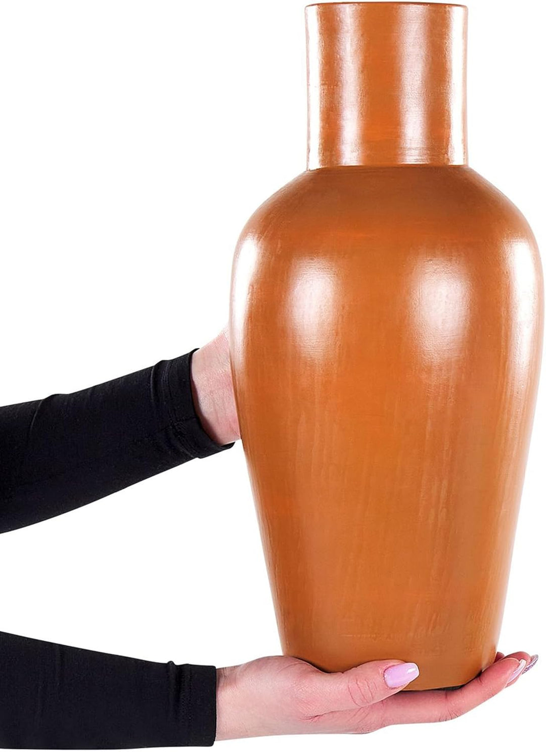 Dekorative Vase aus Terrakotta Handgefertigte Töpferei Orange Karfi