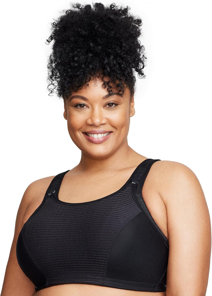 Glamorise Damen Sports Bra, 254 cm 75B Einfarbig Schwarz, 75B Einfarbig Schwarz
