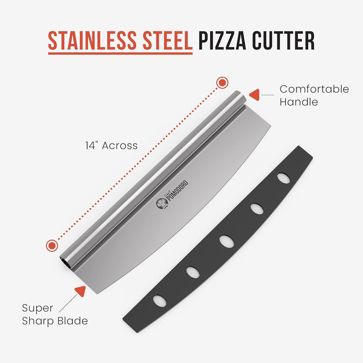 Chef Pomodoro - Pizzaschieber (30 x 36 cm) und Pizzaschneider (36 cm) - 2er Set - Premium Pizza Set