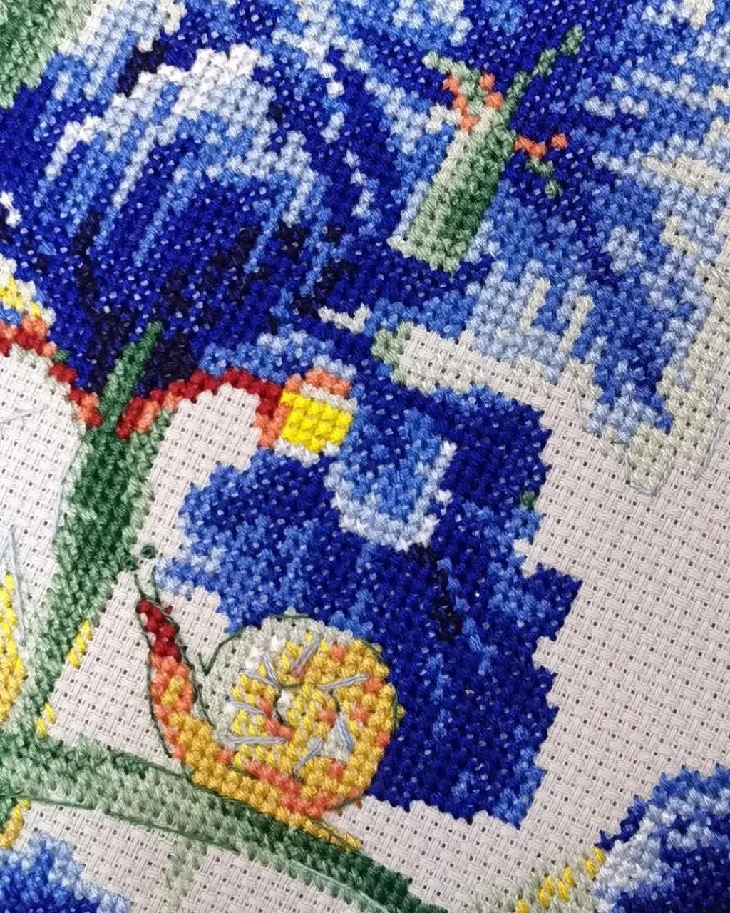 RIOLIS Counted Cross Stitch Kit 11.75"X11.75"-Blue Irises (14 Count)