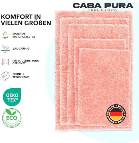 casa pura Badematte Rosa weicher, Flauschiger Badezimmerteppich in Shaggy Optik, Badvorleger rutschf