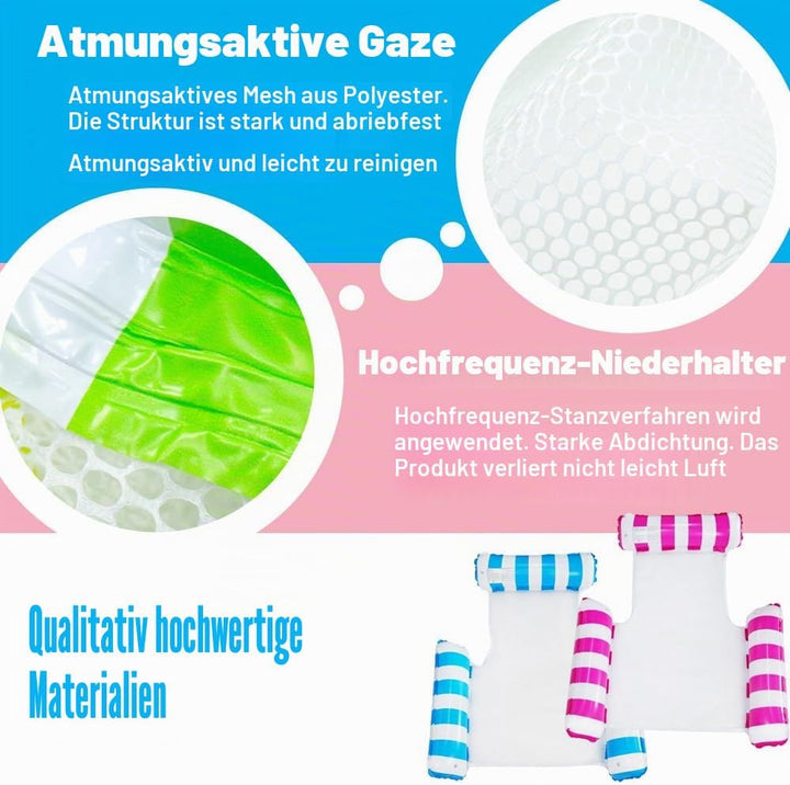 2 Stück Luftmatratze Wasser Hängematte, 4 in 1 Luftmatratze Netz Pool Hängematte Erwachsene, Pool Zu