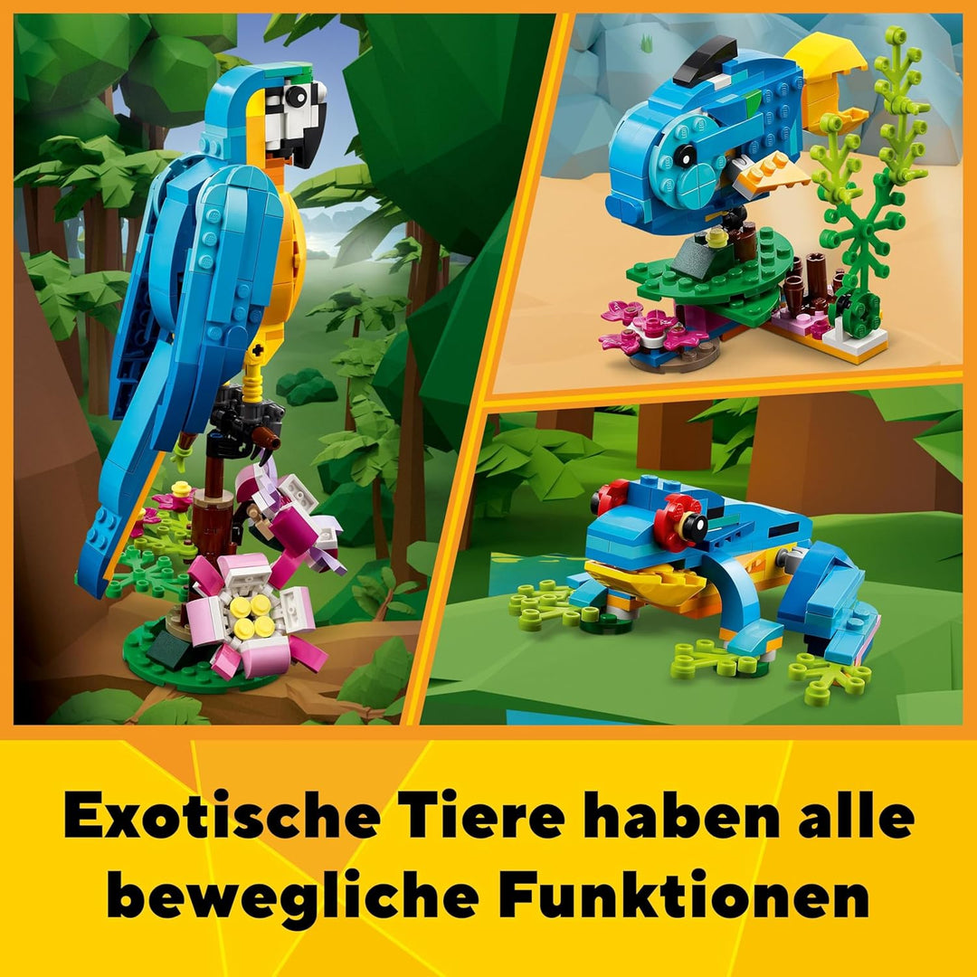 LEGO Creator 3in1 Exotischer Papagei, Frosch und Fisch Ostergeschenk Dschungel-Tier-Figuren Bauspiel